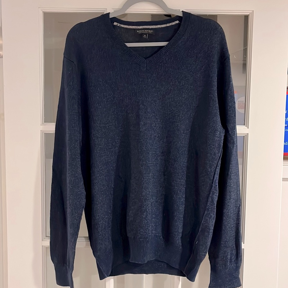 Men’s Linen Blend V Neck Sweater